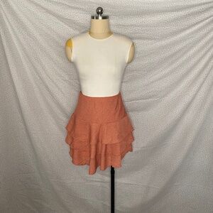 Pale Orange Polka Dot Frill Skirt Cute Flare Beach Summer Y2K Layered New